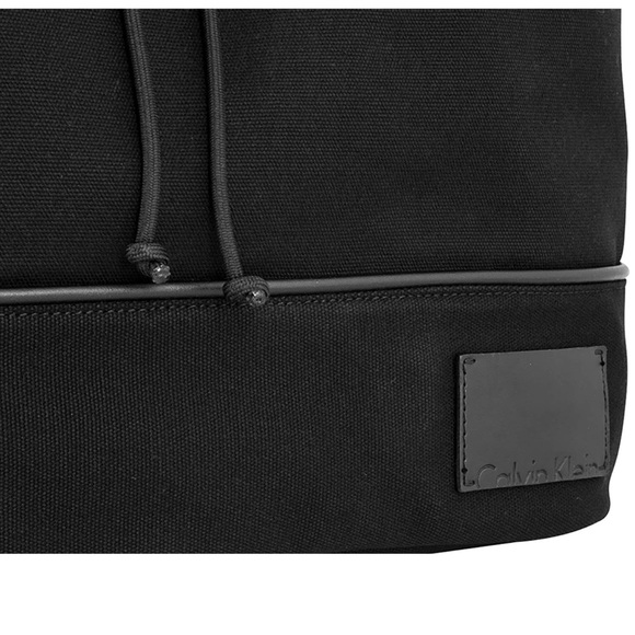 NWT Calvin Klein black canvas backpack leather main image 4